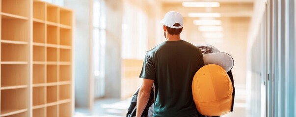 Moving into Dorm Student with Belongings Walking Hallway, DormLife ,StudentLife