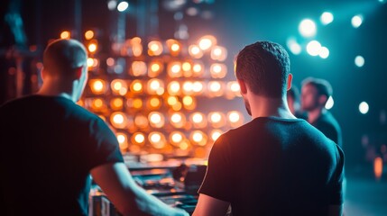 Nightlife DJ Event Back View, Bokeh Lights, clubbing , music