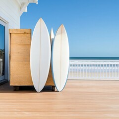 Surfboards on Beach House Deck, Beach Lifestyle ,Coastal Decor