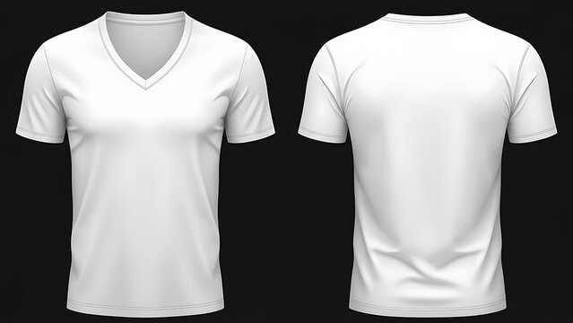 White V-Neck T-Shirt Front and Back Views