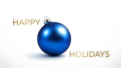 Blue Christmas Ornament with Happy Holidays Text