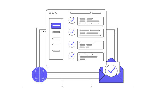 Web UI Interface. Data analysis, SEO Optimization dashboard and business financial report. PC or website SEO investment screen. Technology Analysis KPI Data Dashboard. Flat Cartoon Vector Illustration