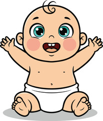 Cartoon children holding blank sign, cheerful diverse kids with raised arms, flat vector illustration