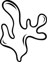 Sketch style sea coral in simple black and white line art, doodle illustration representing underwater marine life. Minimalist design for reef and ocean themes