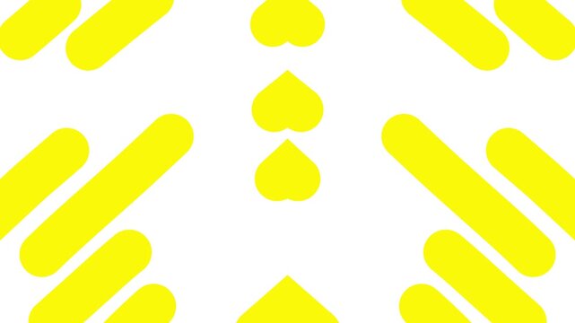 Animated yellow decorative lines is moving. Mirror reflection. Linear background. Looped video. Vector illustration isolated on white background.