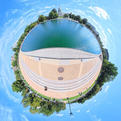Surreal Tiny Planet  360° View of Capitol Park and Reflecting Pool