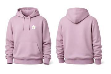 Modern hoodie mock up collection with front and back views casual streetwear fashion apparel design isolated white background,  copy space area