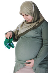 pregnant muslim woman waiting for a desired baby