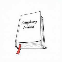 Simple line illustration of Gettysburg Address book, artistic expression
