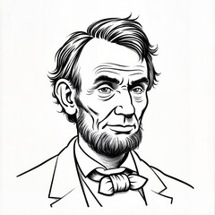 Abraham Lincoln portrait sketch, serious expression, isolated on white