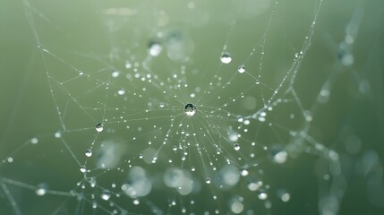 spider web with dew drops