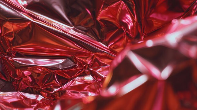 Shiny metallic red foil texture with dynamic reflections
