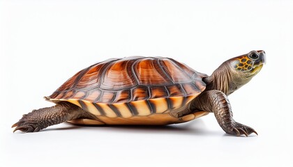 Obraz premium Striped asian box turtle on white background