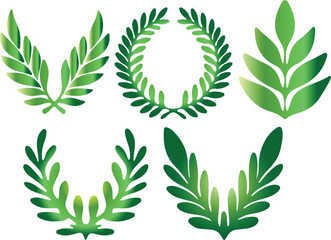 set of various frames made of various branches with a green gradient, for holiday designs, invitations, flyers or decorative frames