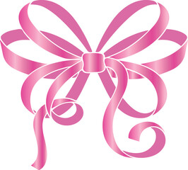 icon of a pink ragged bow made of thin ribbons, for holiday designs, invitations, flyers or decorative frames
