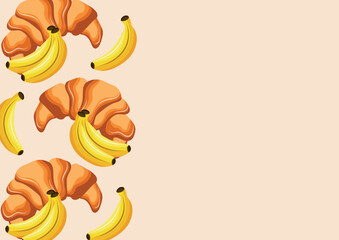 poster with pastries, namely croissants with banana flavor, for menus and various food designs