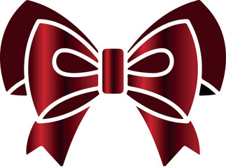 simple icon of a decorative red bow made of several ribbons, for holiday designs, invitations, flyers or decorative frames