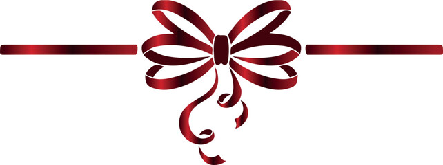 icon of a red ribbon and a bow made of thin ribbons, for holiday designs, invitations, flyers or decorative frames