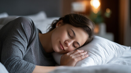 Faceless young expecting woman using pregnancy pillow heavily defocused bedroom background anonymous pregnant person napping on bed maternal comfort support prenatal rest