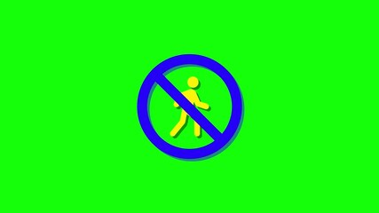  Do Not red warning sign isolated . No trespassing do not enter into the restricted area sign animation and isolated transparent background on green  background  .