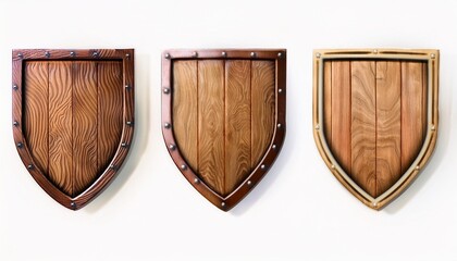 Wooden shields with metal trim