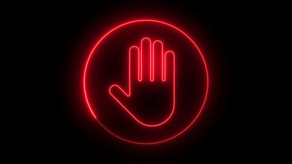 Glowing neon hand icon isolated on black background. neon touch icon. Simple icon for websites design. 3d illustration