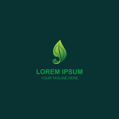 Green leaf letter J logo design for eco friendly organic brand with Creative Illustration