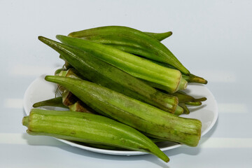 A Plate of Okra (Abelmoschus esculentus)