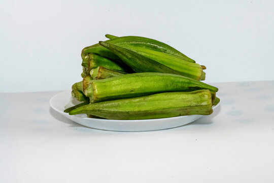 A Plate of Okra (Abelmoschus esculentus)