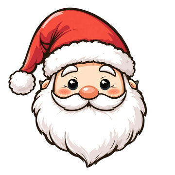 Cute Santa Claus Face With Red Hat Christmas Icon