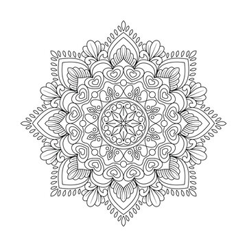 Black and white vector mandala for coloring.