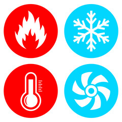 Cooling and heating vector icons set