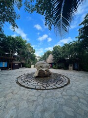 Tropical Entrance with Stone Fountain