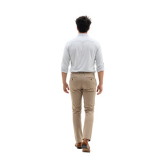 Confident man walking away in stylish business casual outfit