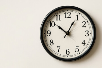 Wall clock with blurred movement of the hands. Space for text.