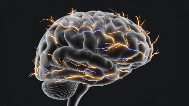 In this captivating display, vibrant electricity dances across the surfaces of human brains. Each frame reveals the awe-inspiring intricacies of mental processes, showcasing energy and connection.