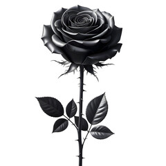 Elegant black rose on dark background, symbolizing mystery and allure