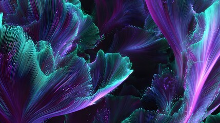 Abstract Colorful Neon Purple Cyan Waves - Modern Digital Art Fluid Motion Design Background
