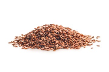 Linseed or flaxseed. Healthy flax seed isolated on white background.