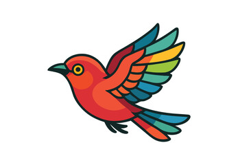 Fototapeta premium Colorful cartoon bird in flight