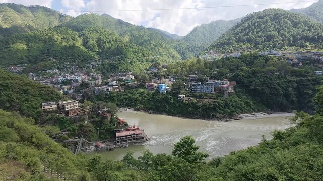 Sacred Confluence of Alaknanda and Mandakini Rivers at Rudraprayag, Uttarakhand, India