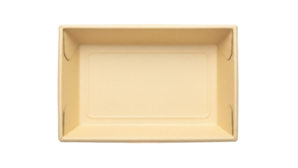 Empty beige tray isolated PNG, shallow container for organizing small items on transparent background, minimalist design