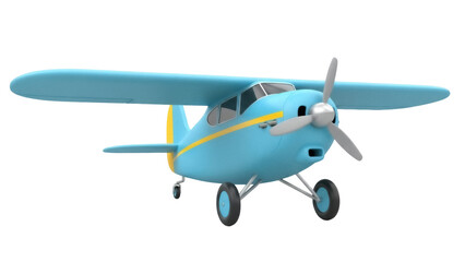 Light blue cartoon airplane PNG isolated on transparent background, fun aviation vehicle for kids and travel concepts