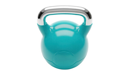 Teal kettlebell isolated PNG, fitness equipment for strength training and exercise on transparent background, gym workout gear