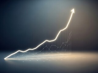 Glowing route over reflective surface linked by digital points