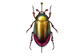 Colorful beetle specimen on transparent background, insect illustration