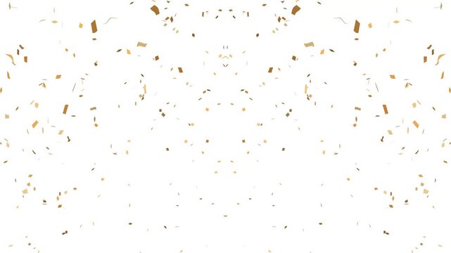 Colorful fireworks confetti explodes on white background, animation of the explosion and fall of confetti. confetti bomb effect from the inside glitter background with gold slowly falling in 4k video