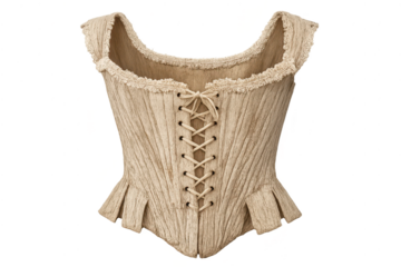 Beige 18th Century Stays Corset on transparent background isolated item