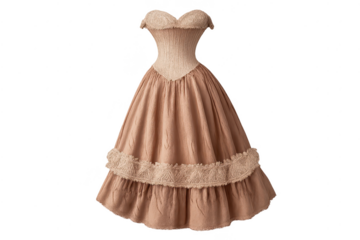 Vintage Lolita dress, corset and full skirt with transparent background.
