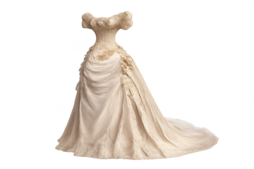 Elegant Wedding Gown on transparent background, Bridal Fashion Design